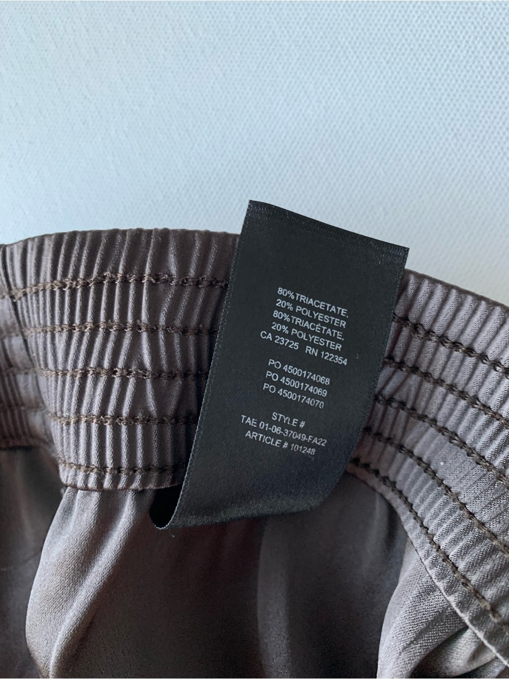 Babaton Satin Pant Elastic-Waist Wide Leg Pants in Chocolate women’s size L - Picture 12 of 13
